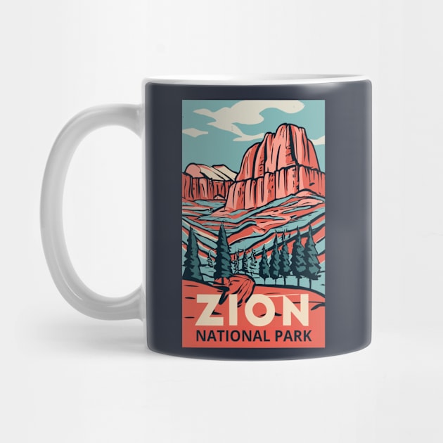 A Vintage Travel Art of the Zion National Park - Utah - US by goodoldvintage